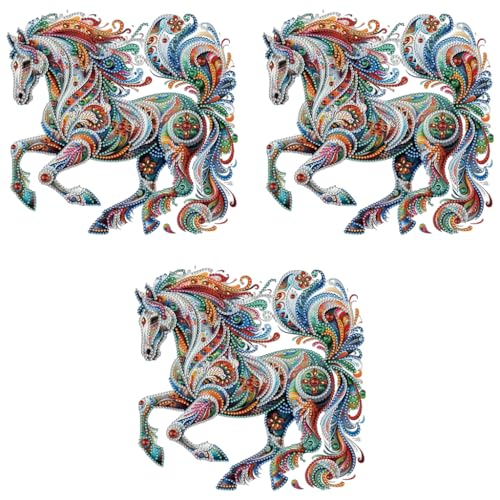 HASTHIP® 5D Diamond Painting Kit Three-Dimensional Aesthetic Dazzling Home Decor DIY Art with Accessories Tools 12X12 Inches Horse 3PCS HASTHIP® 5D Diamond Painting Kit Three-Dimensional Aesthetic Dazzling Home Decor DIY Art with Accessories Tools 12X12 Inches Horse 3PCS